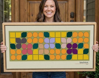 Bauhaus Mosaic, Mid-Century Modern Geometric Wall Art, Giclée Print