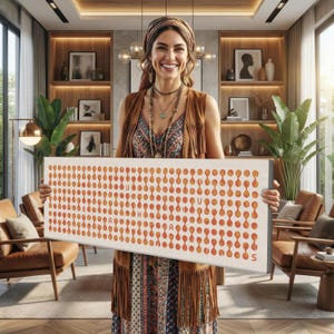 Terracotta Bauhaus Grid: Panoramic Geometric Typography Print | Warm Mid-Century Abstract Node Art | Scattered Bauhaus Letters Canvas