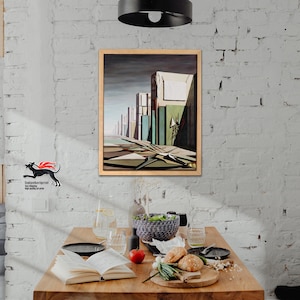 Kay Sage &#39;No Passing&#39; Abstract Art Print: Futuristic Surrealist Modern Wall Decor, Surrealist Architecture Artwork