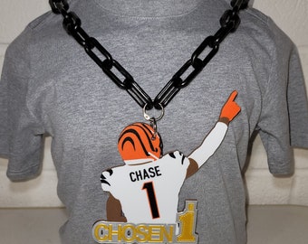 Cincinnati Bengals Ja&#39;Marr Chase &quot;Chosen One&quot; replica necklace and chain