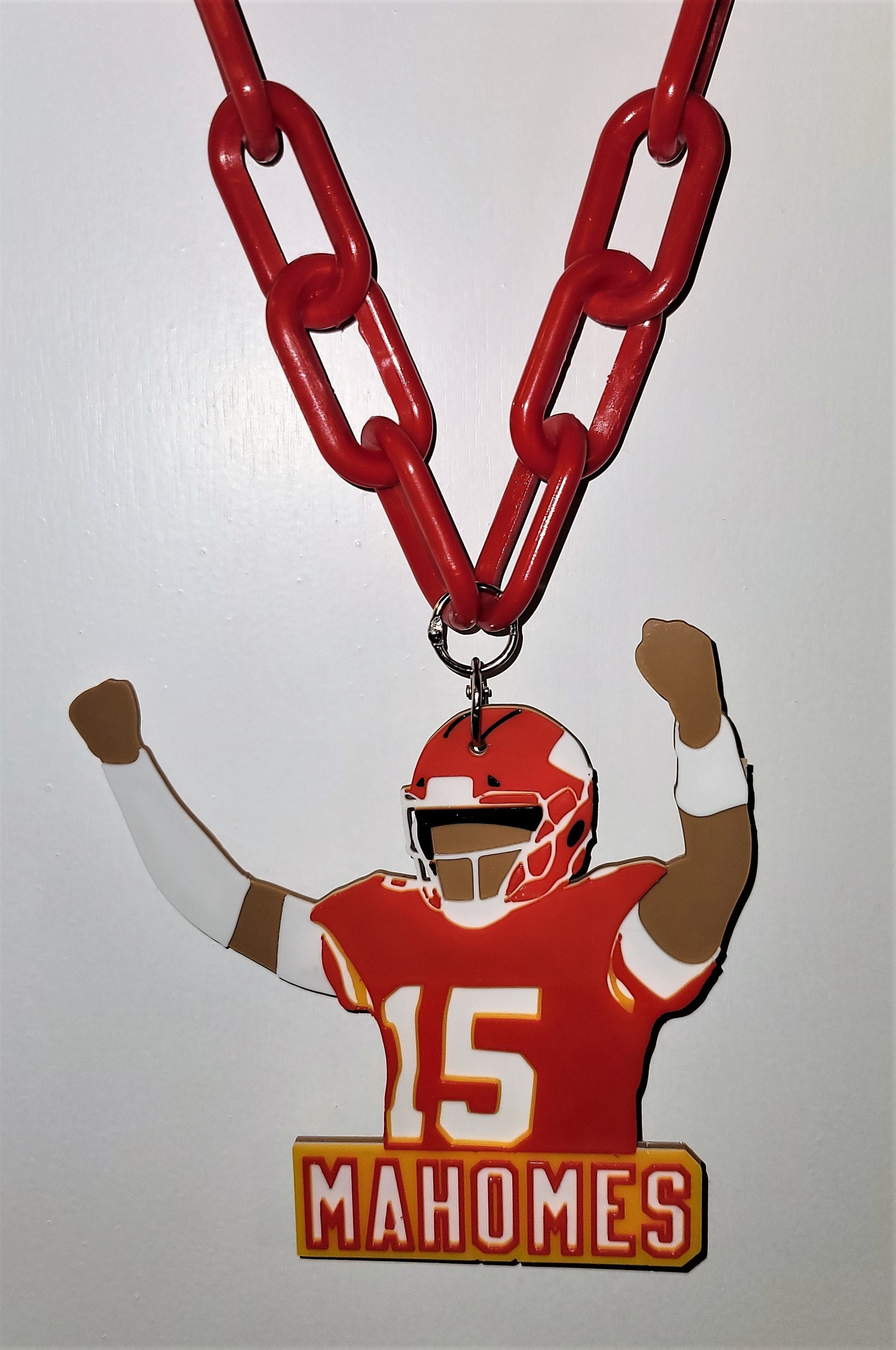 Kansas City Chiefs Patrick Mahomes replica necklace and chain.  You chose chain color.