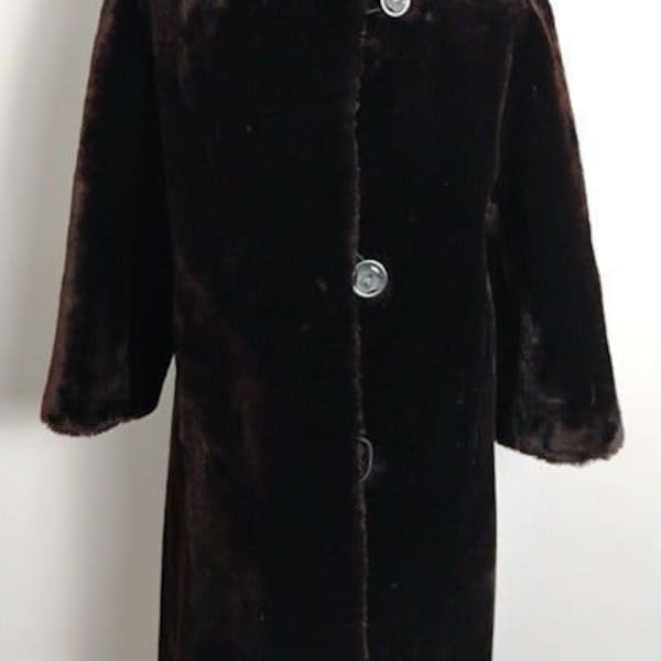 Vintage 60's Genuine Mouton & Mink Fur Coat Womens M