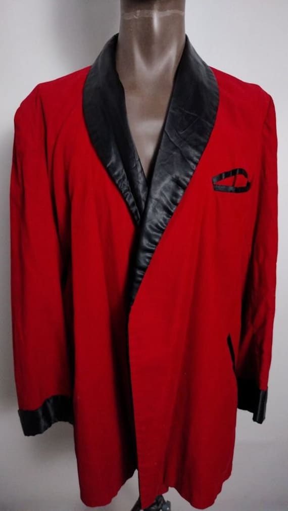 Vintage Red Corduroy Smoking Jacket Hugh Hefner Pl