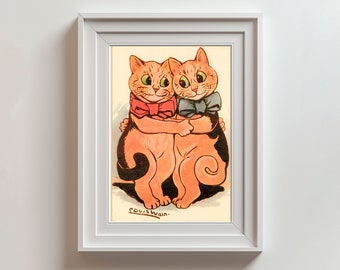 Louis Wain "Red Tabbys" Cats illustrations Vintage Cat Art Wall Decor Kids Pictures Cat Lover Gift Art Gallery Quality Poster Print