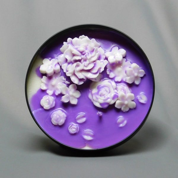 Bougie à 3 mèches de coton bio parfumée à la fleur de cire de soja 16 OZ Violet