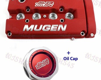 Set cache culbuteur rouge MUGEN Racing avec bouchon d'huile pour Honda Civic B16 B17 B18 VTEC