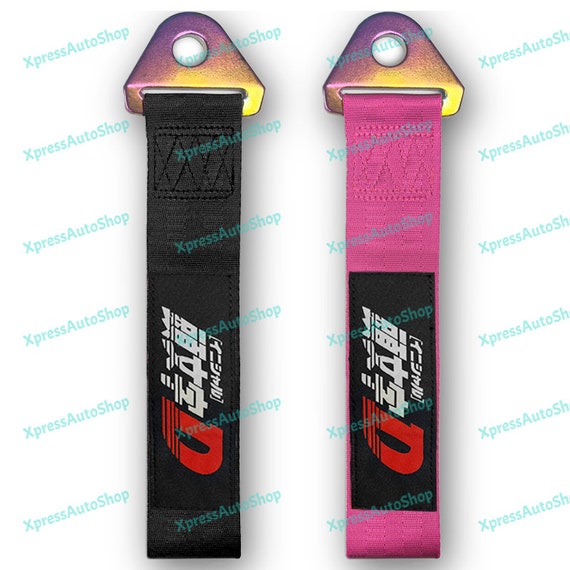 Black or Pink / Neo Chrome Bumper Jdm INITIAL D Race High Strength Tow  Towing Strap Hook for Honda Toyota 