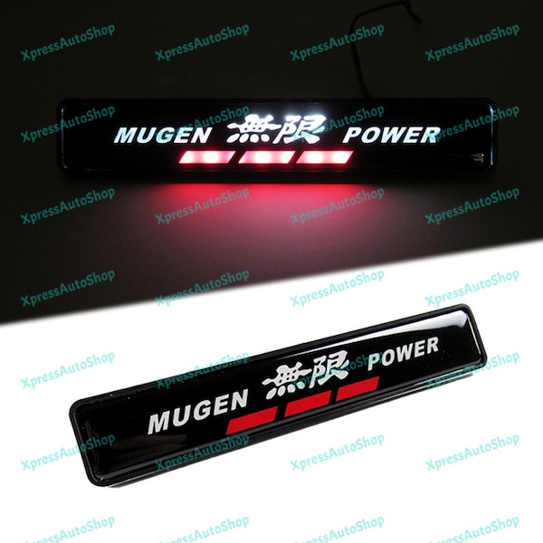 For JDM Mugen Power LED Light Car Front Grille Badge Illuminated Decal Sticker