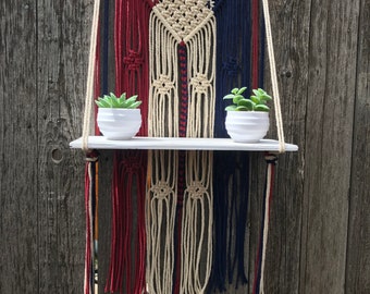 American Flag Macrame Shelf