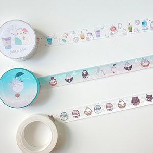 Cute Washi Tape | Kawaii Animals and Dessert Washi Tape | Cute Stationery for Journaling | Decorative Tape Bullet Journal | Washi Tape Set