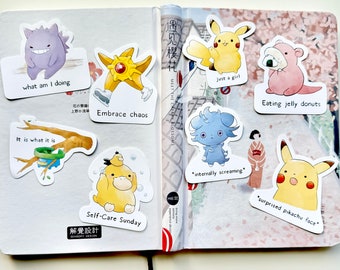 Cute Character Stickers | Kawaii Sticker Laptop, Notebook, Planner, Journal, Switch, Water Bottle Decal | Die Cut Set