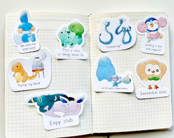 Cute Character Stickers | Kawaii Sticker Laptop, Notebook, Planner, Journal, Switch, Water Bottle Decal | Die Cut Set