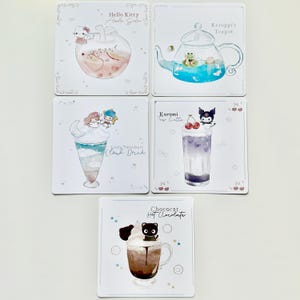 Niedliche Tierfreunde Mini Kunstdrucke | 4x4 Kunstdruck | Kawaii Kunstdrucke | Cafe Wandkunst | Pastell