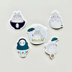 5 Pcs Cute Neighbor Sticker Pack | Kawaii Anime Sticker | Cute Bear Bunny Sticker | Laptop, Planner, Journal, Water Bottle Stickers