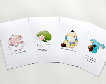 Relatable Character Small Art Prints | 5x7 Art Poster | Cute Art Prints | Pastel Art | Room Decor | Hand Drawn Illustation