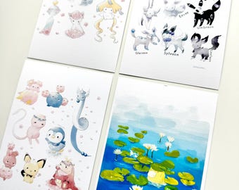 Cute Animal Character Art Prints | 5x7 Art Print | Kawaii Art Prints | Pastel Art | Hand Drawn Illustration | Gaming, Anime | Wall Decor
