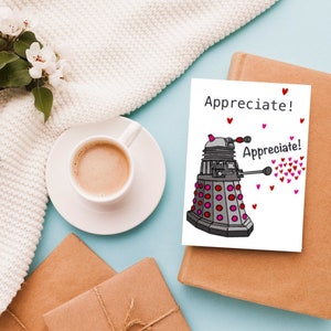 Doctor Who Dalek "Print at Home" afdrukbare grappige Valentijnsdagkaart