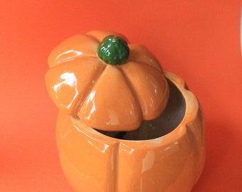 Orange ceramic pumpkin jar