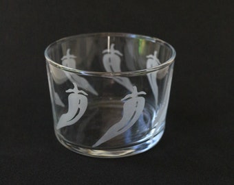 Set of 3 glass of water pepper pattern