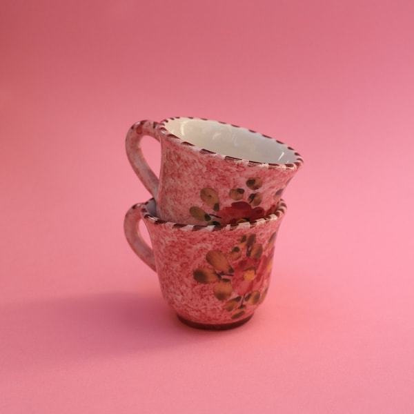 Lot de 2 tasses fleurs rose