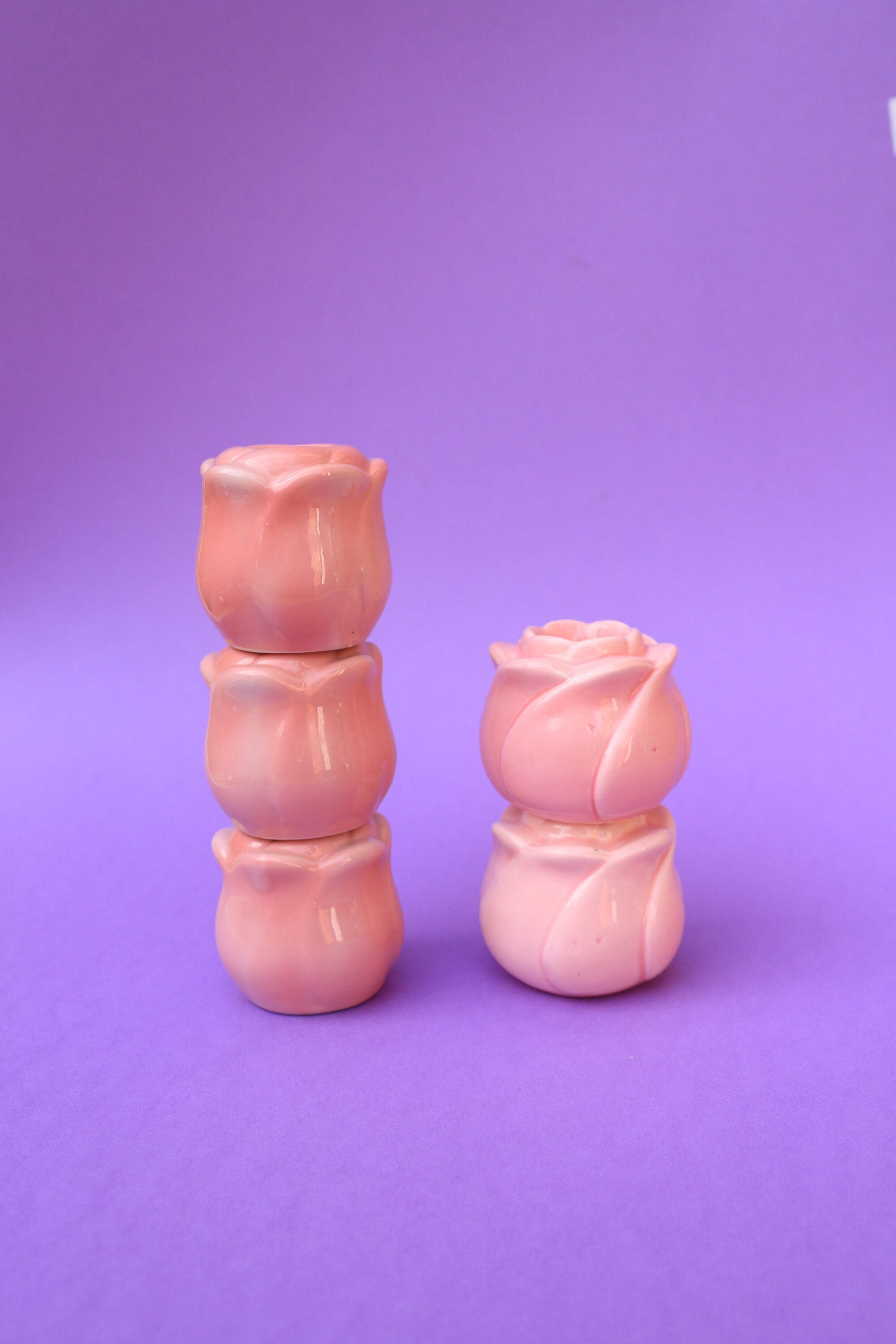 Bougeoirs Fleurs Roses Céramique