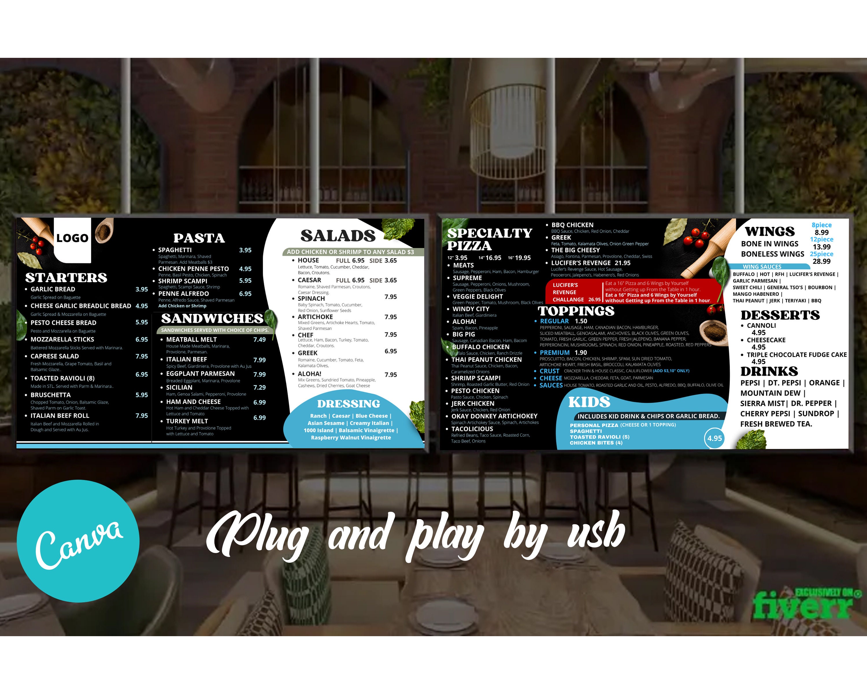 Modern Tv Menu Board for Restaurant Pizza Menu TV Menu Board - Etsy