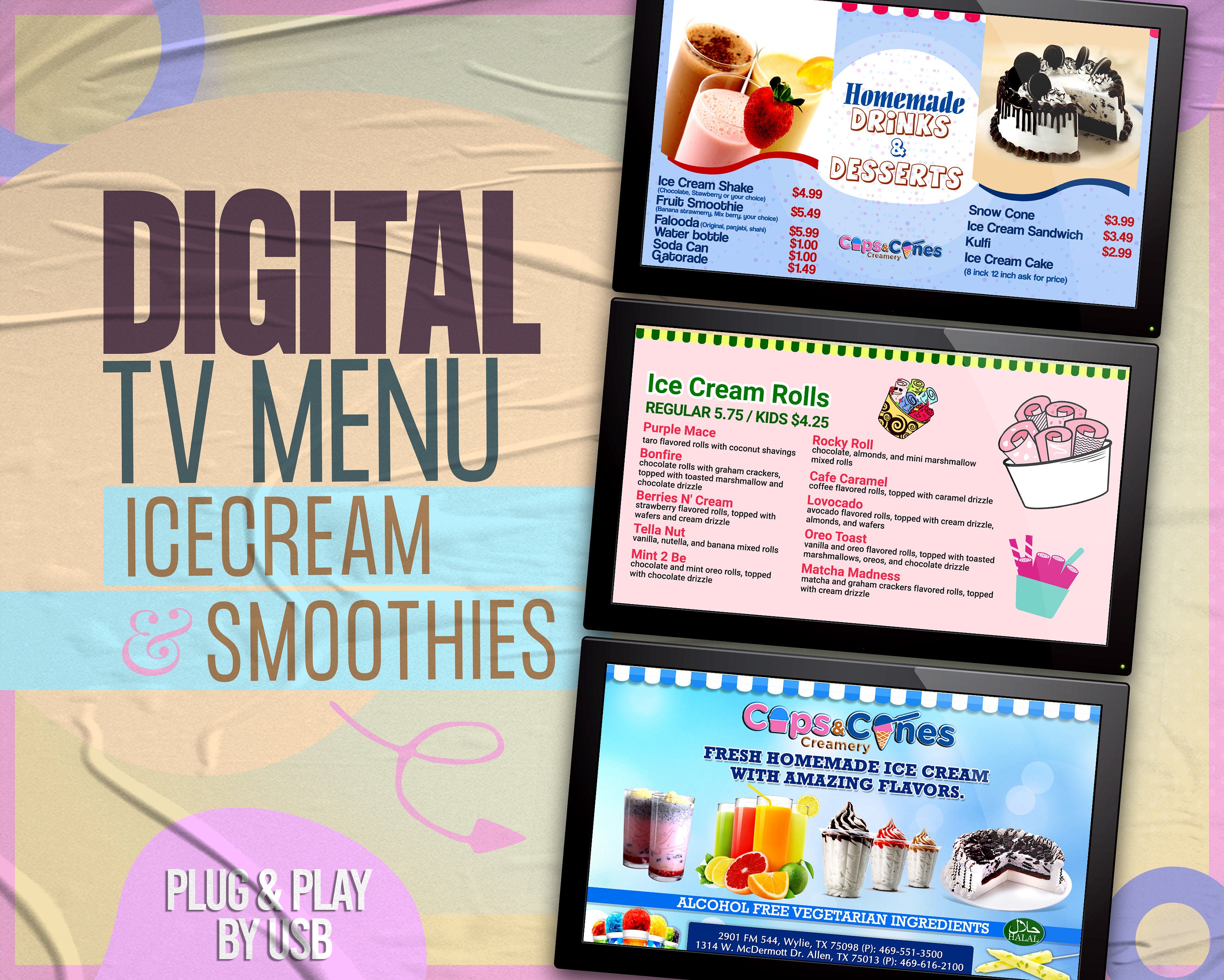 Customize Ice Cream Menu Customize Digital Tv Menu Board Ice - Etsy