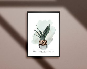 Impression d'art plante serpent, illustration aquarelle (téléchargement numérique)