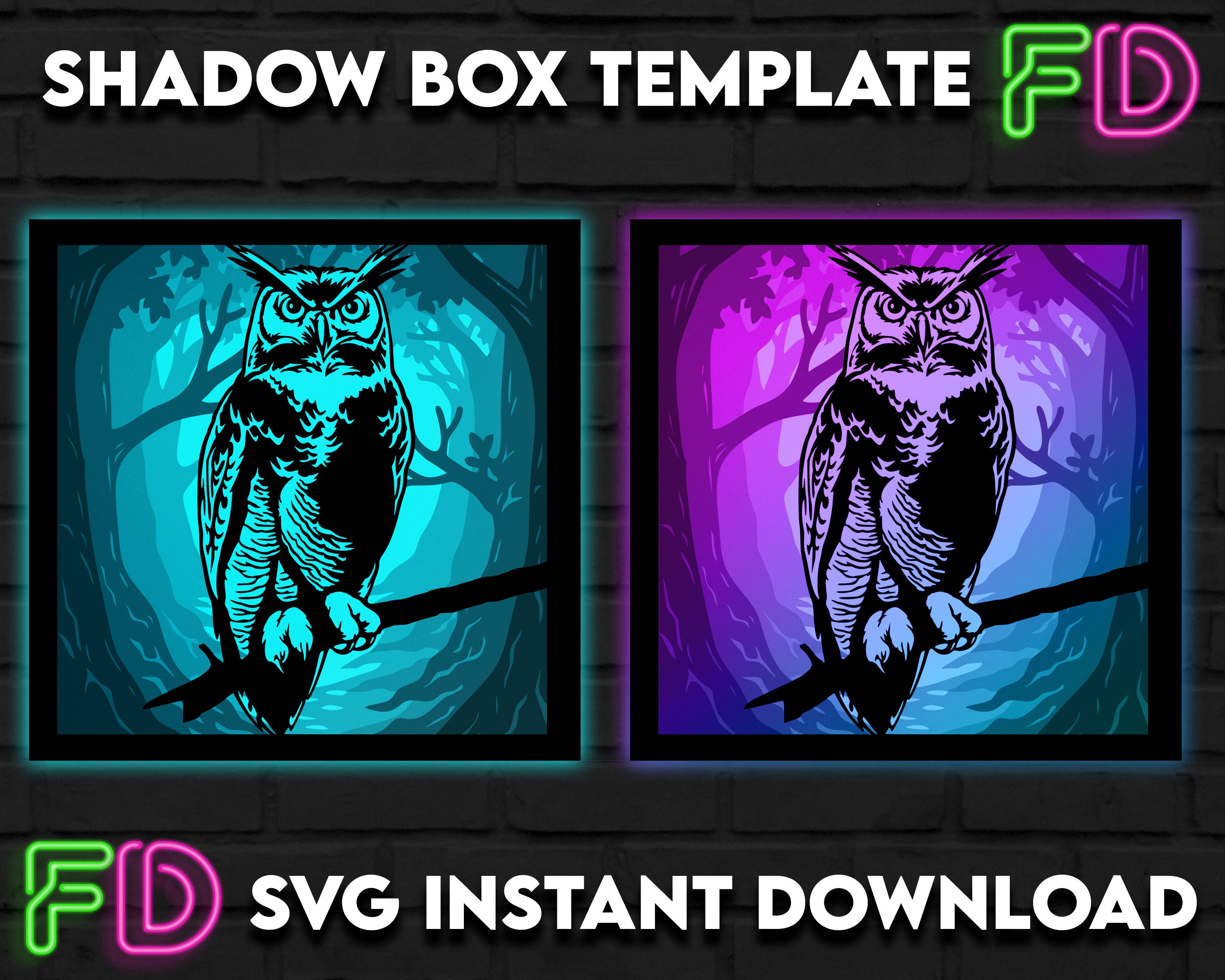Owl Shadow Light Box Template SVG. Shadow Light Box Cricut | Etsy Canada