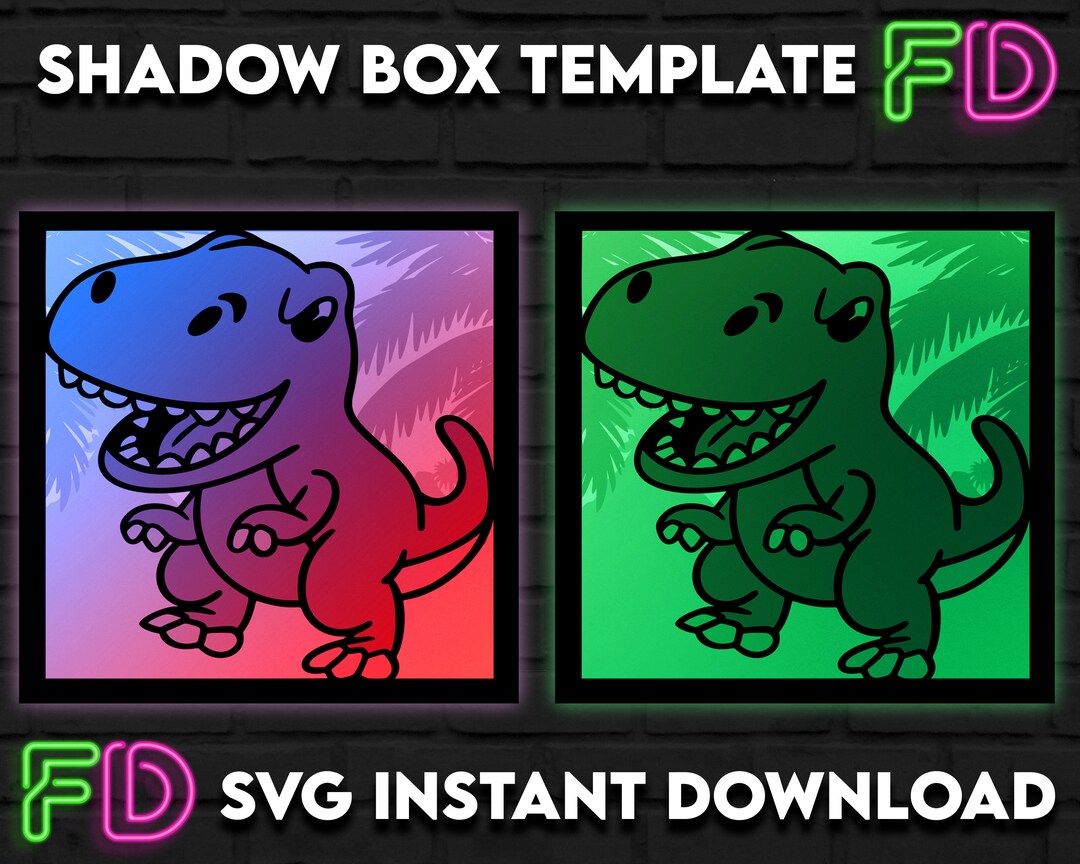 T-rex Shadow Light Box Template SVG. Shadow Light Box Cricut Silhouette ...