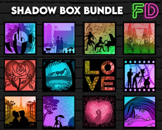 12 Shadow Light Box Template SVG Bundle. Shadow Light Box | Etsy