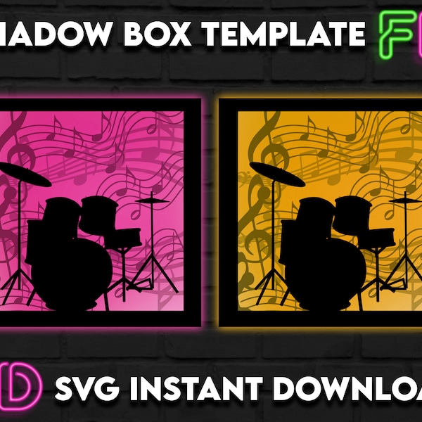 Drum Set Shadow Light Box Template SVG. Shadow Light Box Cricut Silhouette Cut File Drum Set Shadow Light Box Template SVG. Shadow Light Box Cricut Silhouette Cut File