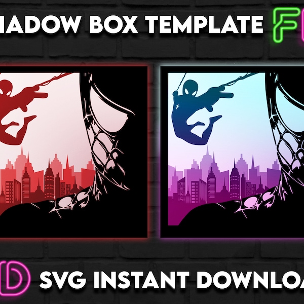 Spider Man Inspired Shadow Light Box Template SVG. Shadow Light Box Cricut Silhouette Cut File Spider Man Inspired Shadow Light Box Template SVG. Shadow Light Box Cricut Silhouette Cut File