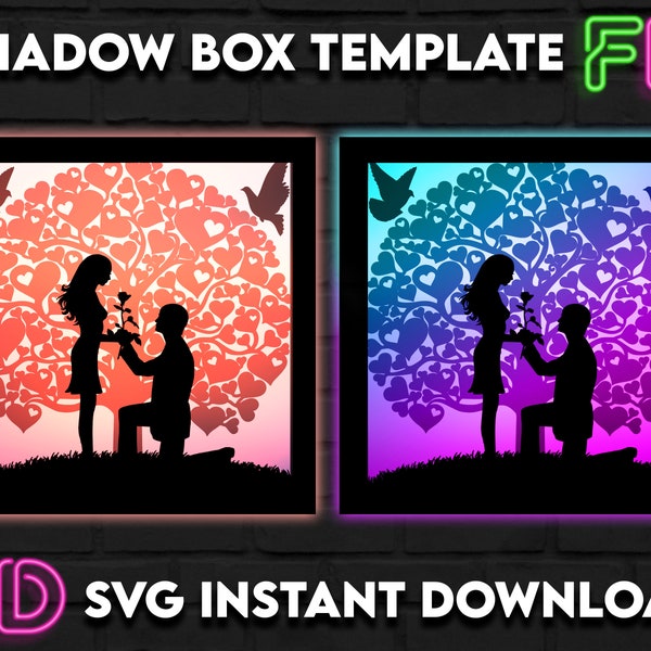 Proposal Shadow Light Box Template SVG. Shadow Light Box Cricut Silhouette Cut File Proposal Shadow Light Box Template SVG. Shadow Light Box Cricut Silhouette Cut File