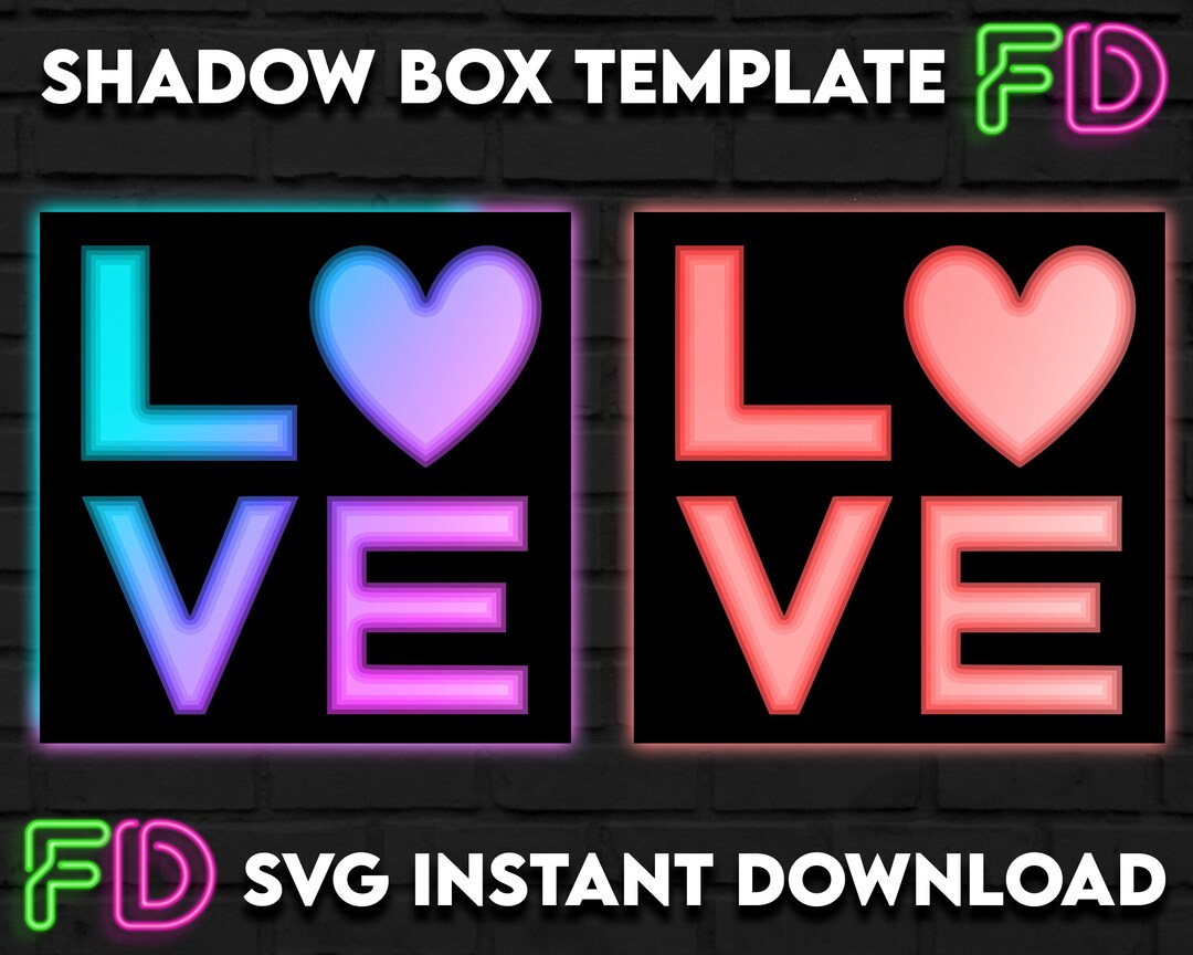 Love Shadow Light Box Template SVG. Shadow Light Box Cricut Silhouette ...