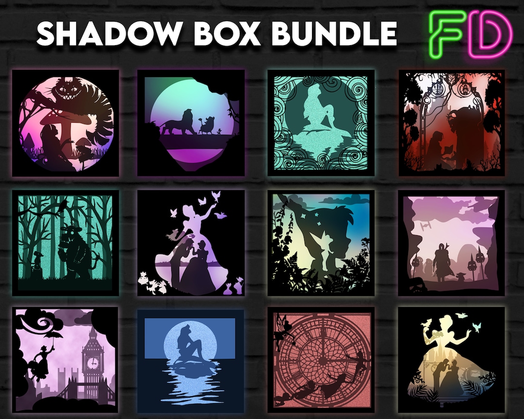 12 Shadow Light Box Template SVG Bundle. Shadow Light Box Bundle Cricut