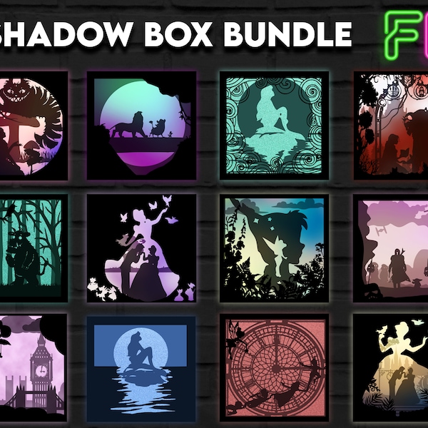 12 Shadow Light Box Template SVG Bundle. Shadow Light Box Bundle Cricut Silhouette Cut File