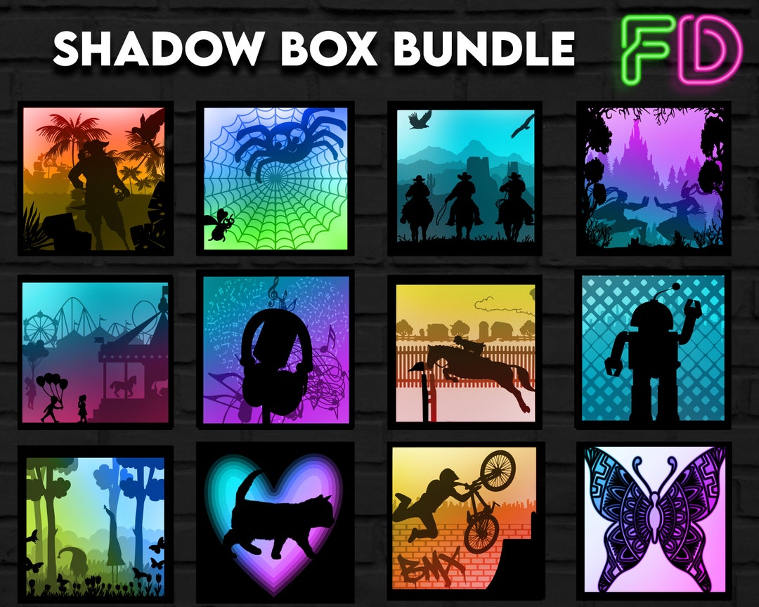12 Shadow Light Box Template SVG Bundle. Shadow Light Box Bundle Cricut