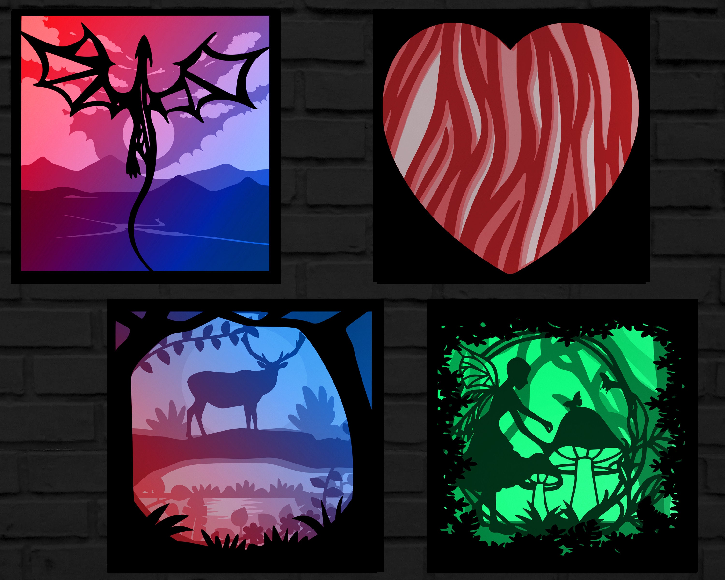 12 Shadow Light Box Template SVG Bundle. Shadow Light Box | Etsy