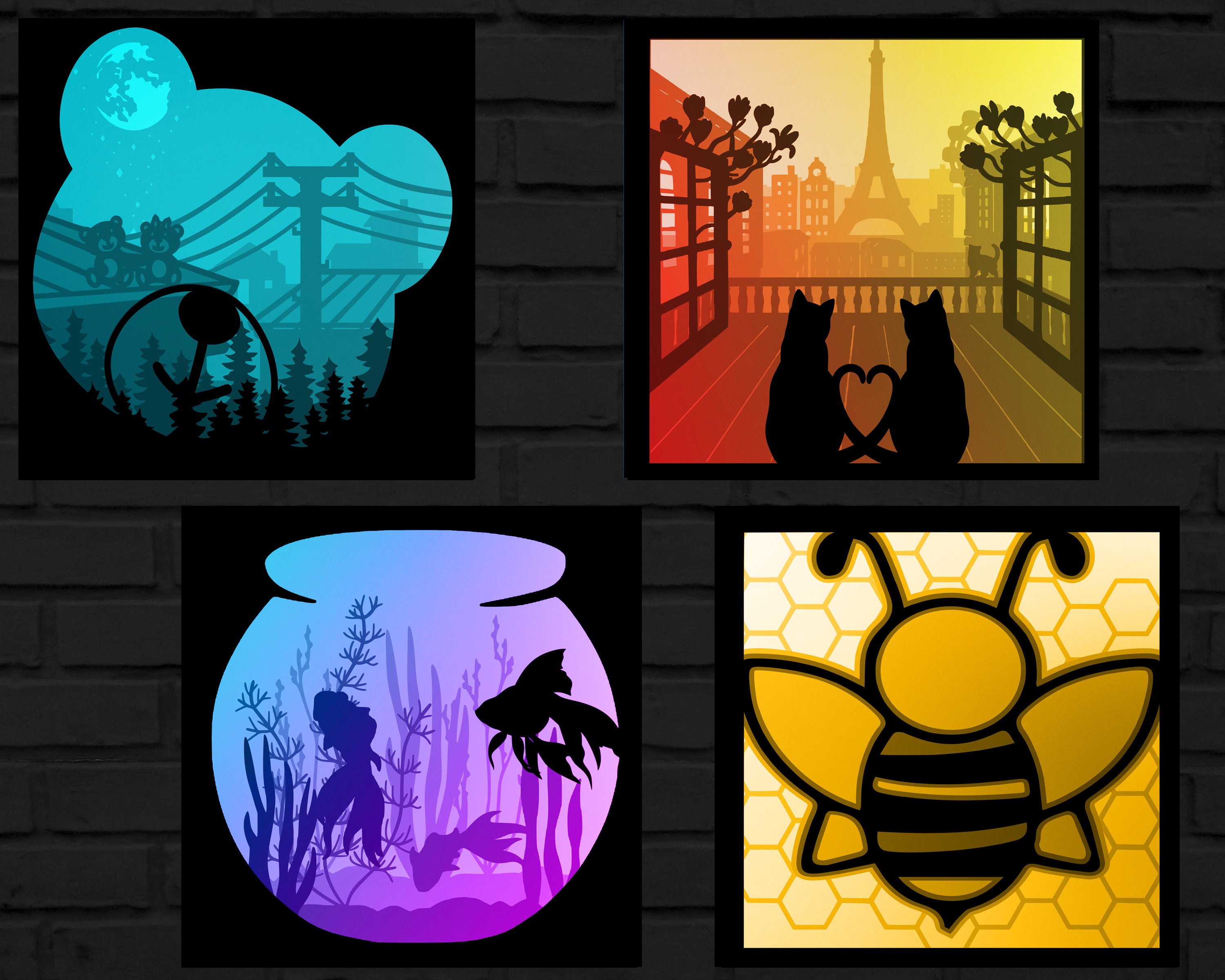 12 Shadow Light Box Template SVG Bundle. Shadow Light Box - Etsy