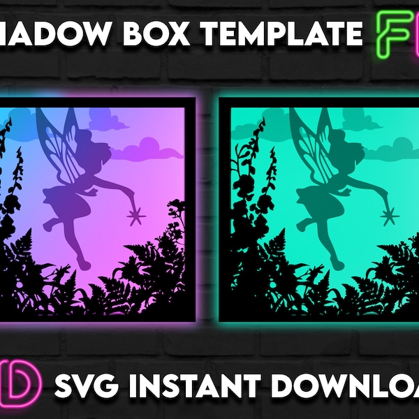 Tinkerbelle Inspired Shadow Light Box Template SVG. Shadow Light Box Cricut Silhouette Cut File Tinkerbelle Inspired Shadow Light Box Template SVG. Shadow Light Box Cricut Silhouette Cut File