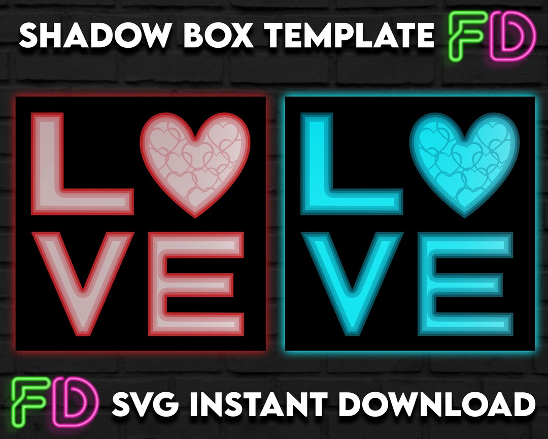 Love Shadow Light Box Template SVG. Shadow Light Box Cricut - Etsy