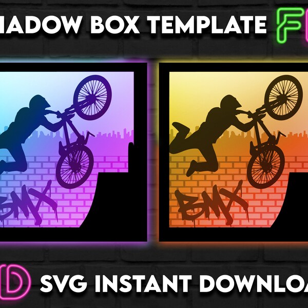 BMX Shadow Light Box Template SVG. Shadow Light Box Cricut Silhouette Cut File BMX Shadow Light Box Template SVG. Shadow Light Box Cricut Silhouette Cut File