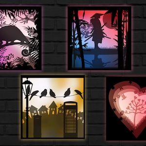 12 Shadow Light Box Template SVG Bundle. Shadow Light Box Bundle Cricut