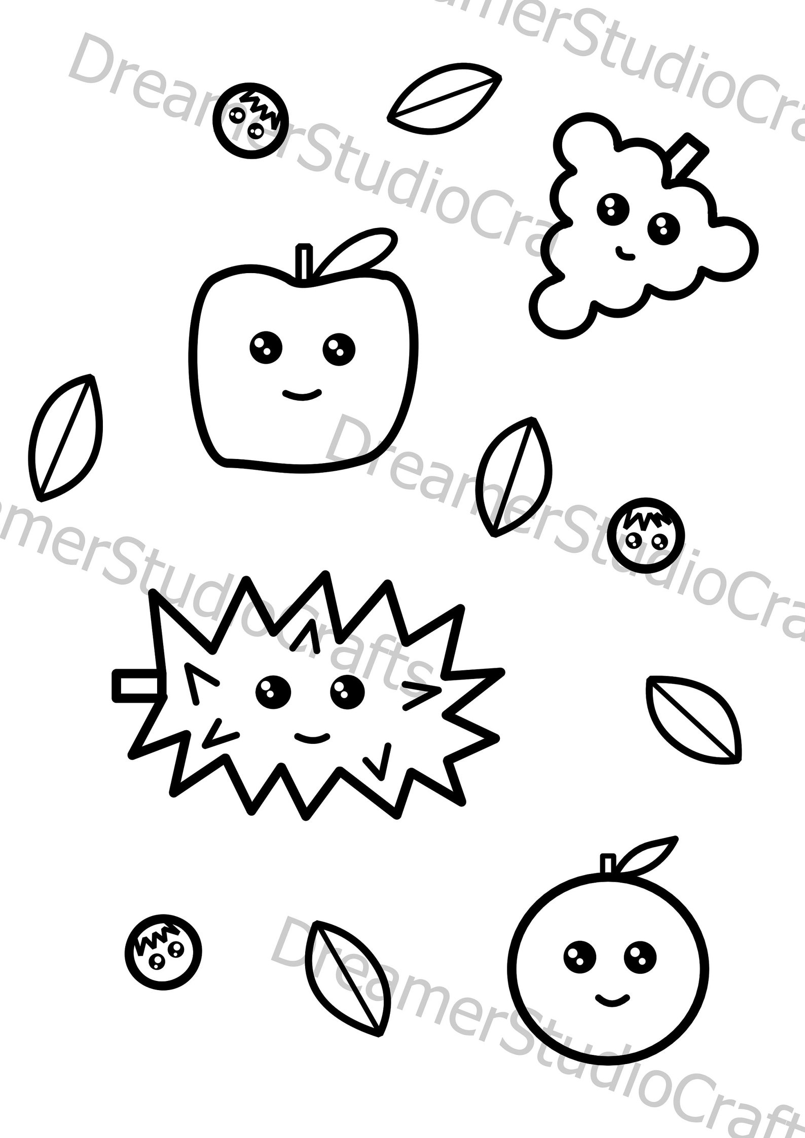 Printable Cute Kawaii Fruit Coloring Page for Kids and Adults Etsy UK