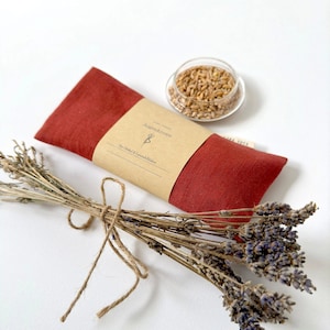 Eye pillow eye mask lavender pillow meditation yoga relaxation, organic spelt kernels and lavender blossoms gift red