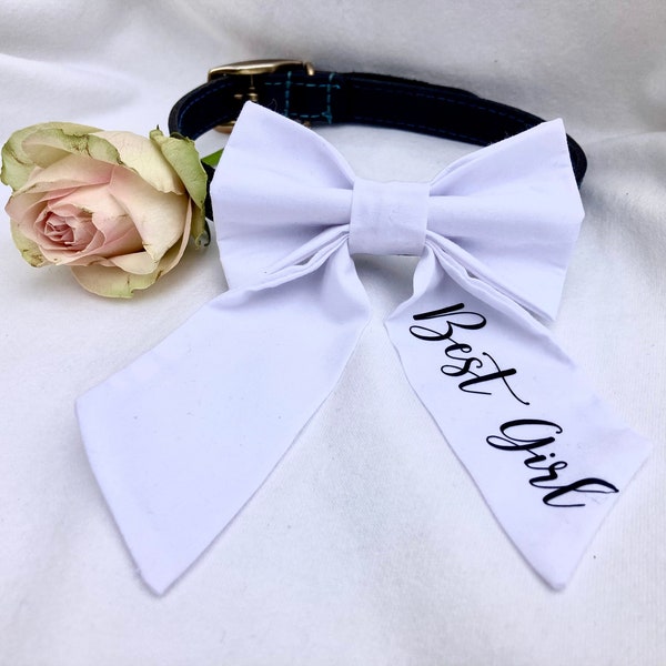 Best Girl Wedding Dog Collar Bow Tie