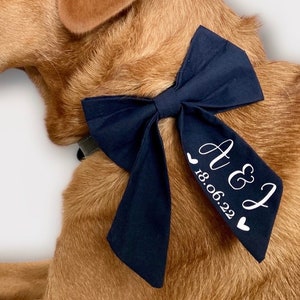 Personalised Wedding Dog Bow Tie - White, Navy or Black