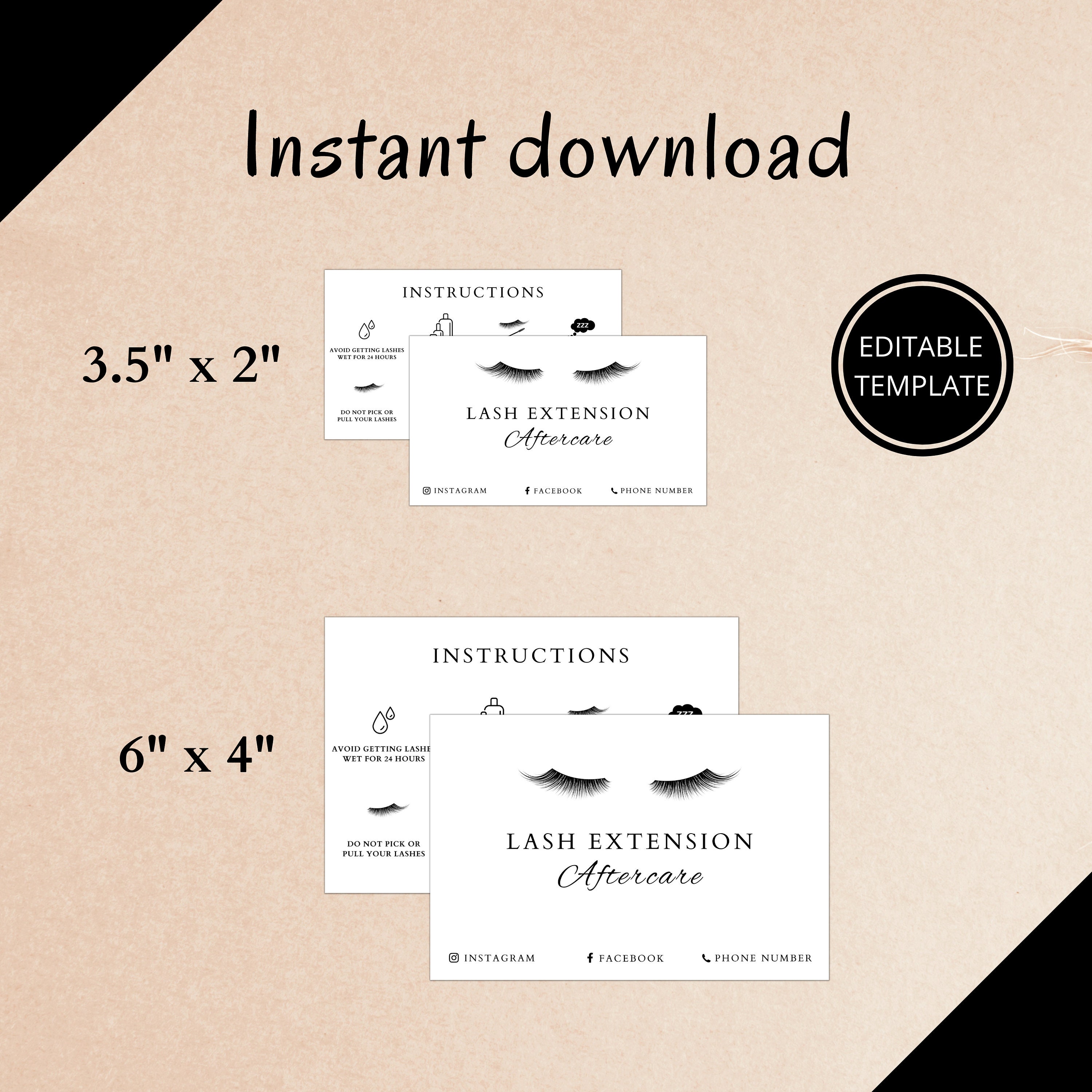 Lash Aftercare Card Template Lash Extension Card Editable | Etsy