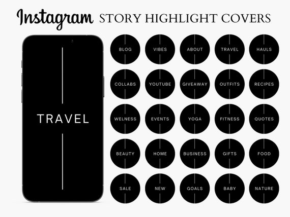 Black Instagram Highlight Covers Minimalist Instagram Stories - Etsy